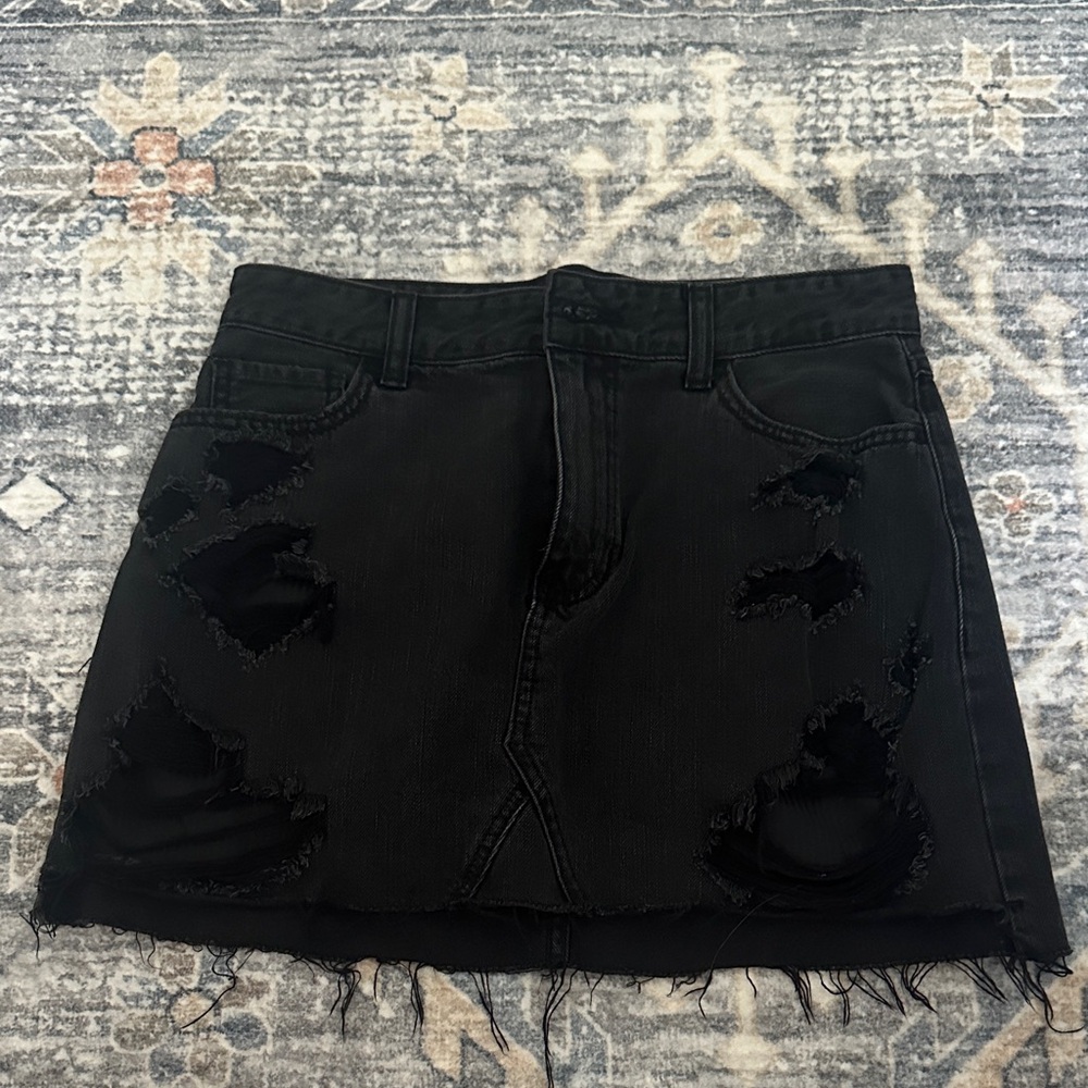 Hollister Black Distressed Mini Skirt
